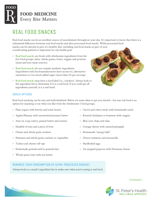 First page of Real Food Snacks
